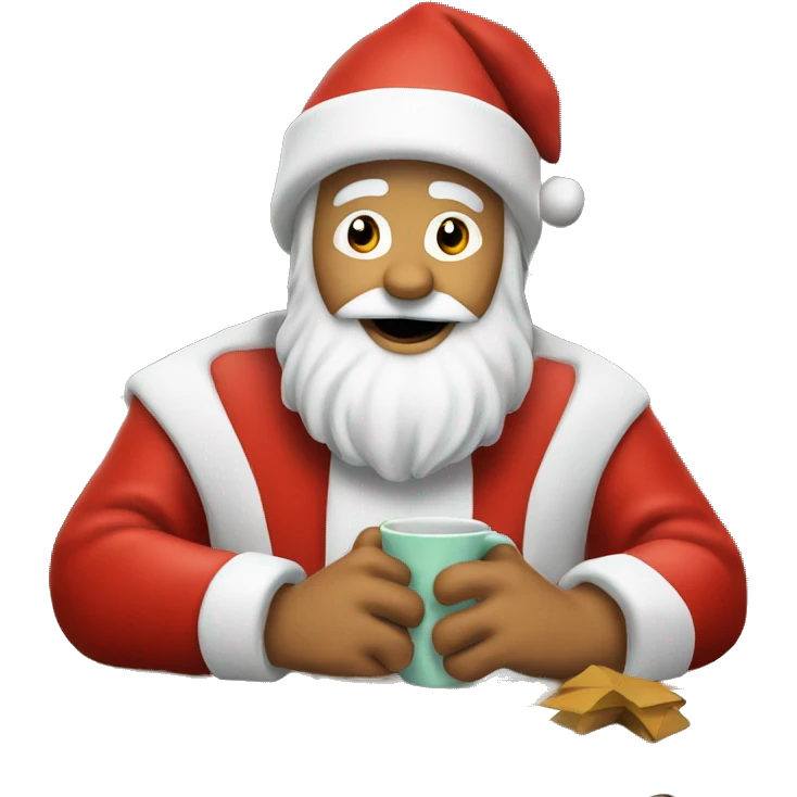 Santa claus with snow on table emoji
