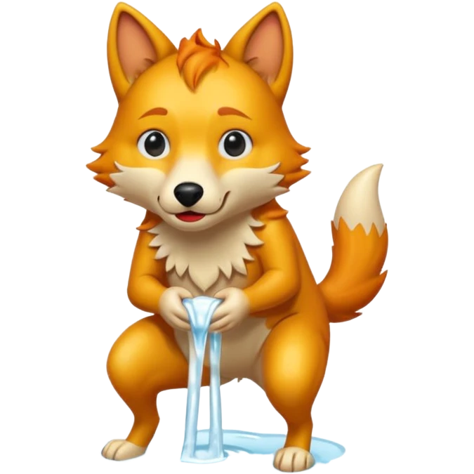 A ginger wolf peeing  emoji