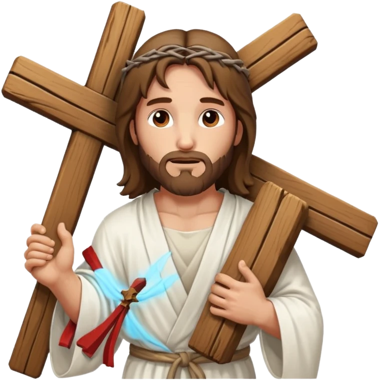 JESUS CARRYING HIS ACROSS ON HIS BACK emoji