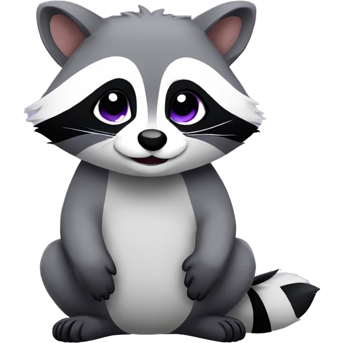 Cute violet raccoon HI emoji
