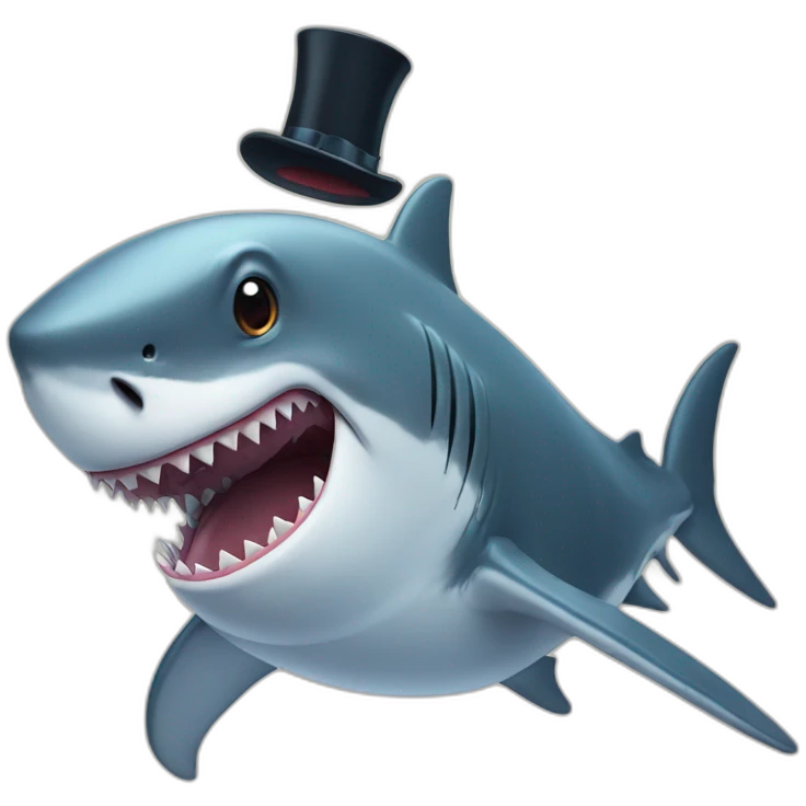 Shark with a top hat emoji
