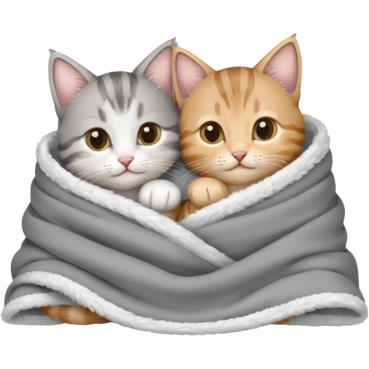 Two kittens snuggling cozy in blanket emoji