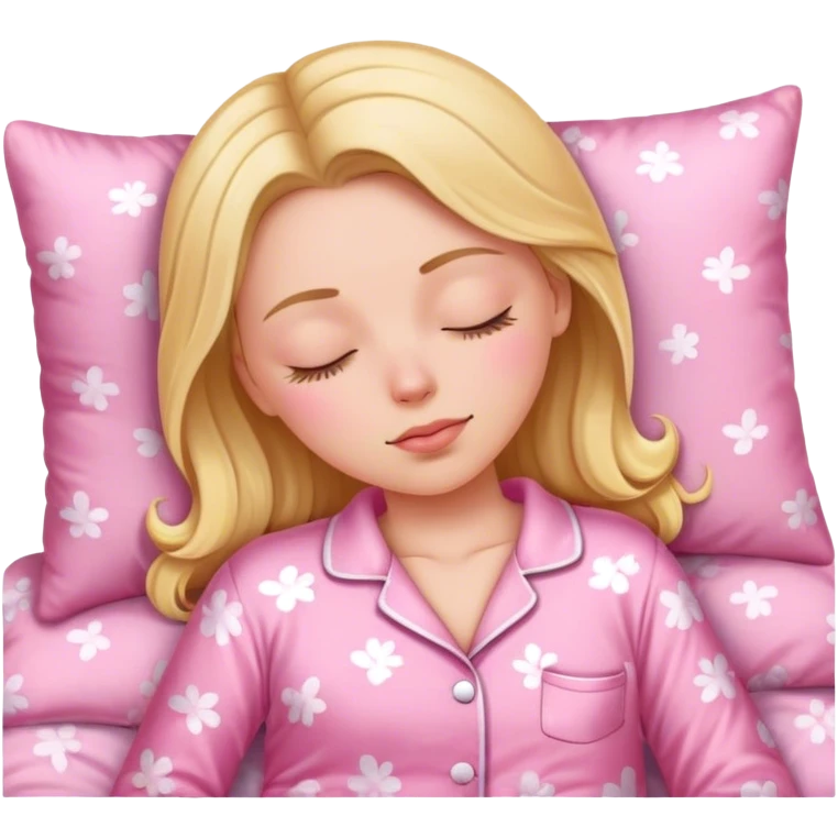 white girl sleeping in pink pjs emoji