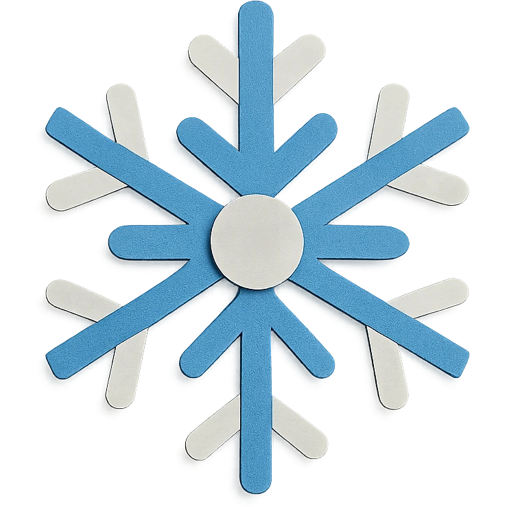 blue and white snowflake in paper craft style emoji
