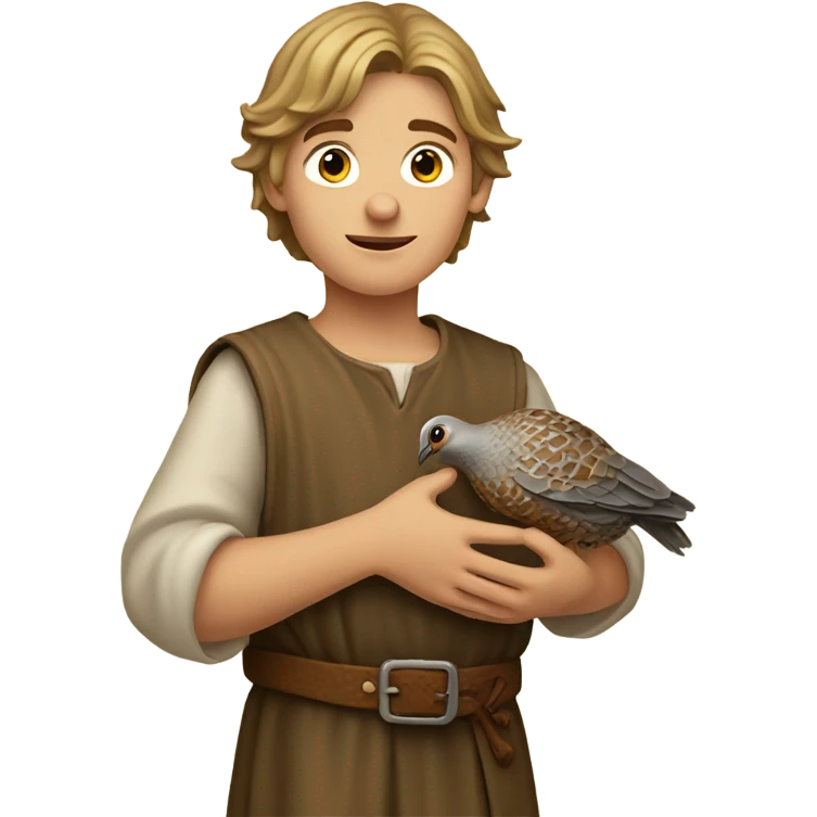 medieval european boy with a single quail emoji