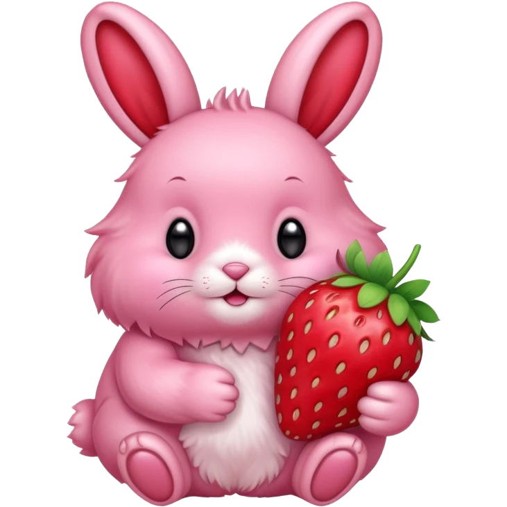 pink bunny holding strawberry emoji