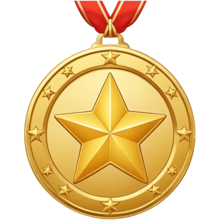 golden medal in star shape, central empty space, details in border, golden emoji