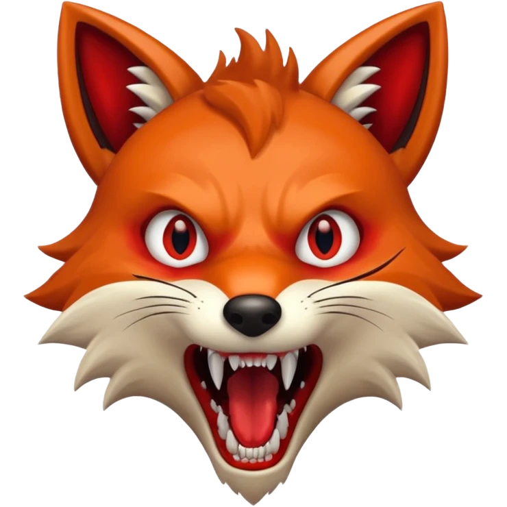 Monster Fox open scary mouth, scary teeth  emoji