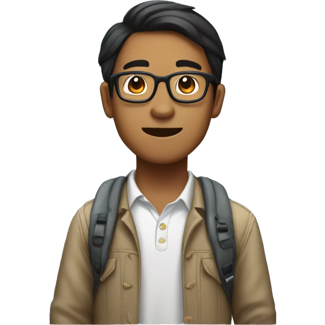 A tall Asian male engineering student with dark skin, wearing glasses, who is extremely fascinated by dinosaurs. emoji