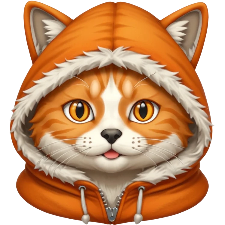 The emoji orange cat with a wolf's hood on its head
Lire this emoji