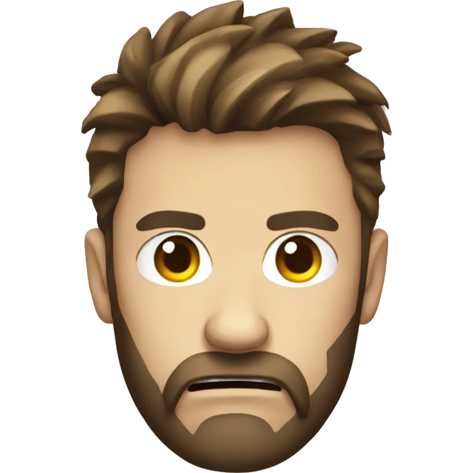 very angry male head with a beard and short scruffy medium brown hair  emoji
