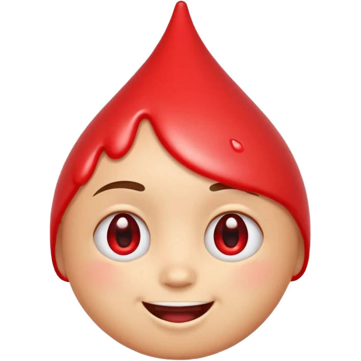 Emoji face with water drop on head but make water drop red emoji