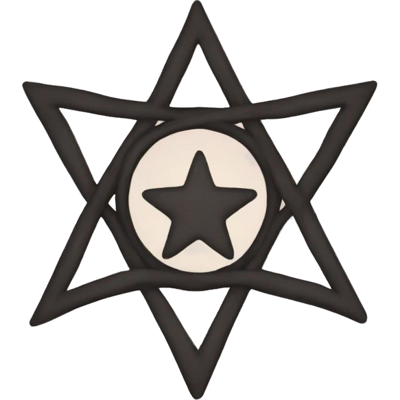 Upside down pentagram with heart lines in the middle emoji