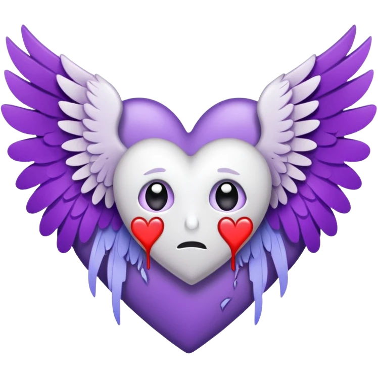قلب يحزن فيه جناحات لونه بين الابيض وبنفسجي  emoji