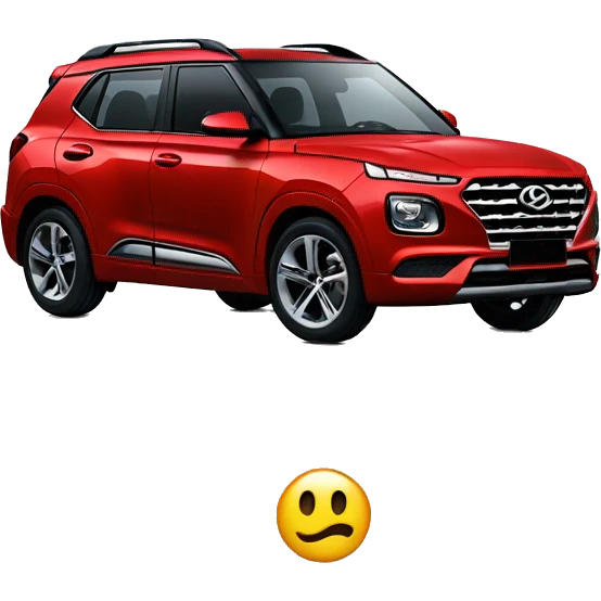 Red Hyundai Venue with “swangas” on the wheels emoji