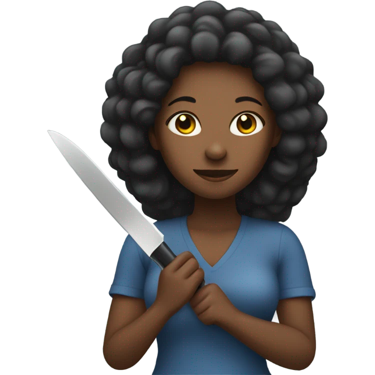 Black woman with a knife emoji