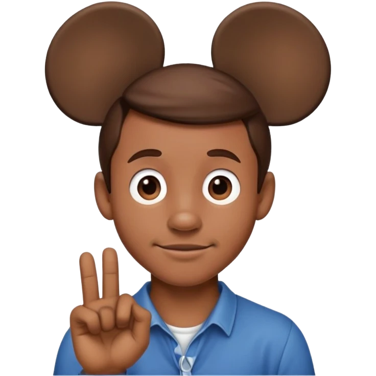 Man Brown hair wearing Mickey Mouse ears emoji
