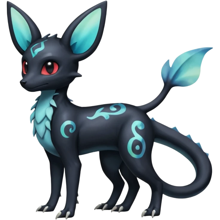 Nebulae Gothic Spooky Shiny Iridescent Umbreon-Salandit-Cubone-Duskull-Noibat-Fakémon-hybrid-creature (full body)  emoji