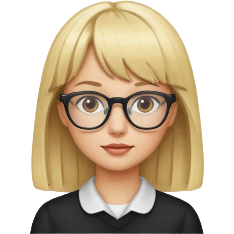 blonde girl with bangs and glasses emoji