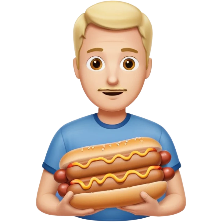 Guy with a lot of hotdogs emoji