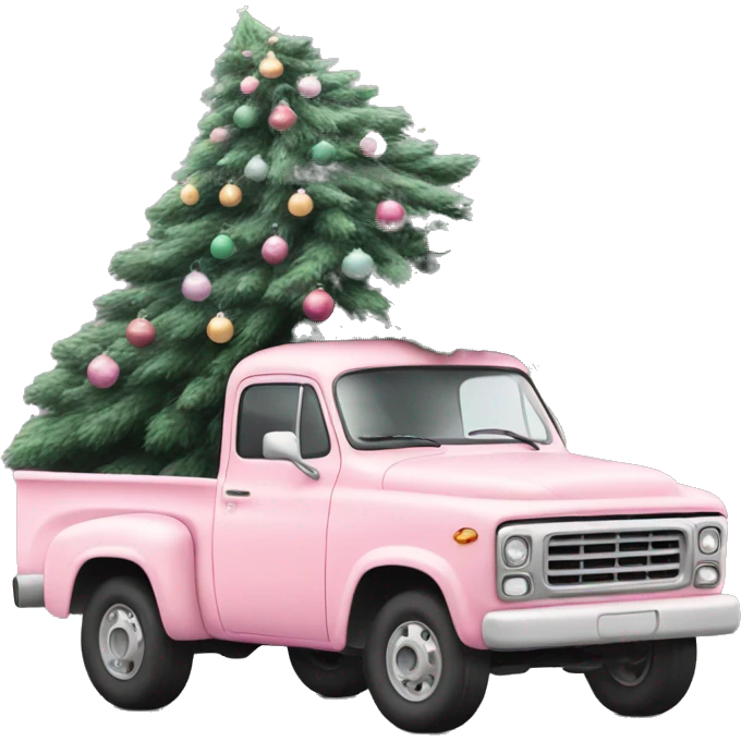 Pastel Pink truck with Christmas tree emoji