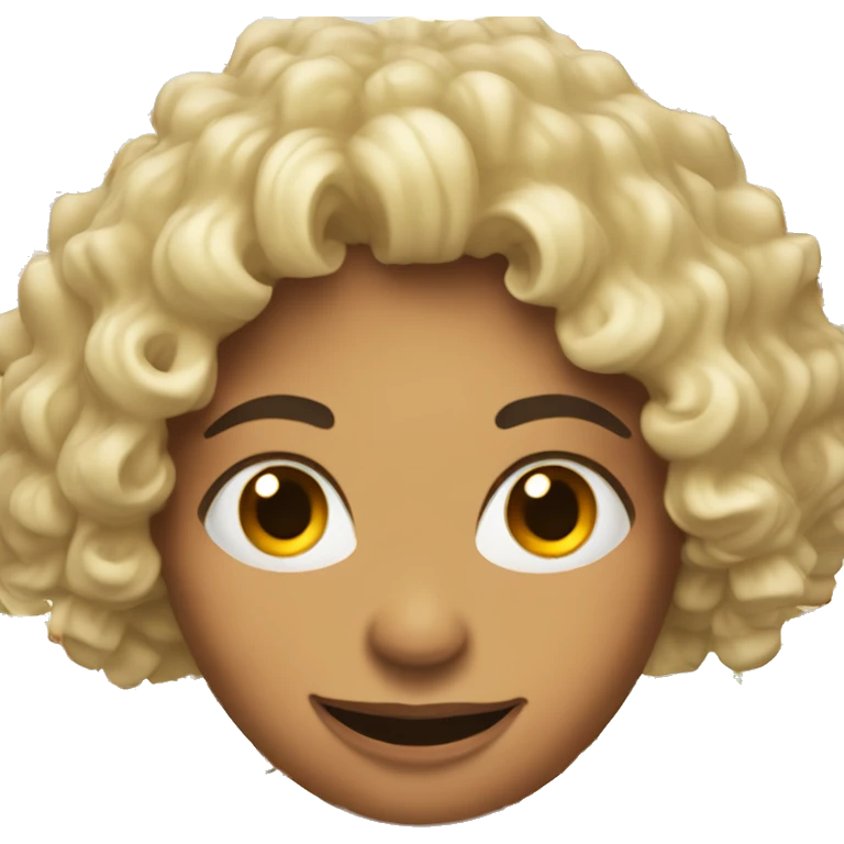 Woman with missing teeth and has curly hair. Teeth spaced like a jack-o’-lantern  emoji