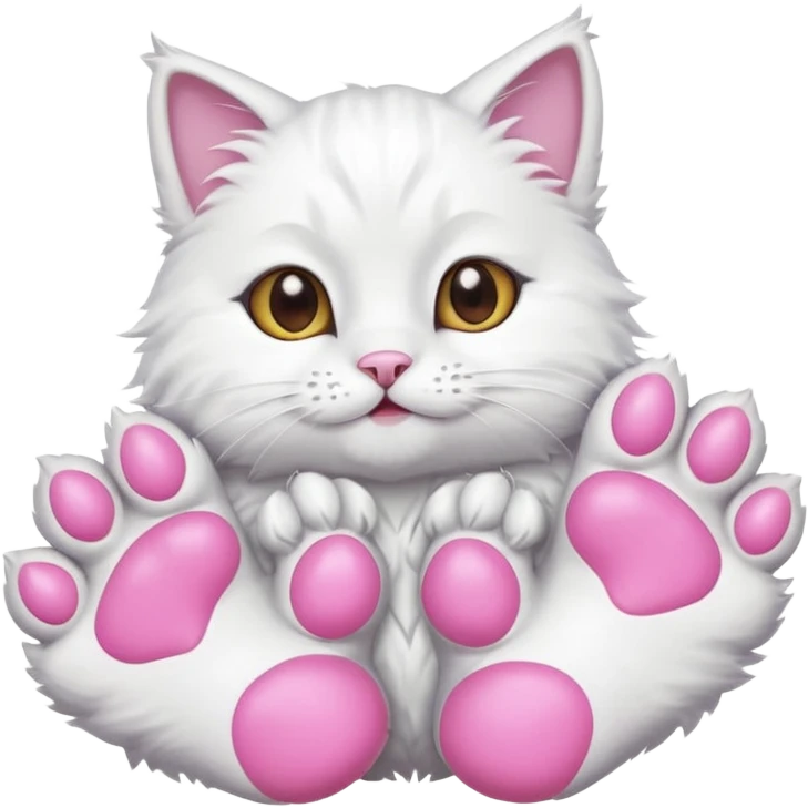 Fluffy white cat paw with six toes and claws emoji