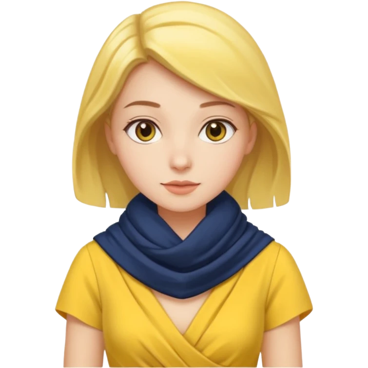 Woman with navy scarf, yellow dress emoji