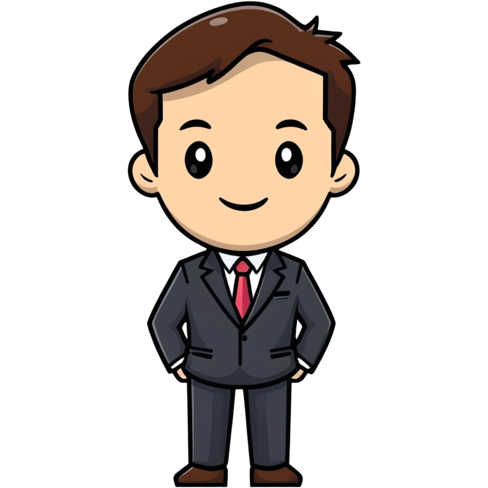 businessperson with brown hair, suit emoji