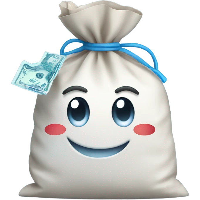 happy bag of snow holding a dollar emoji