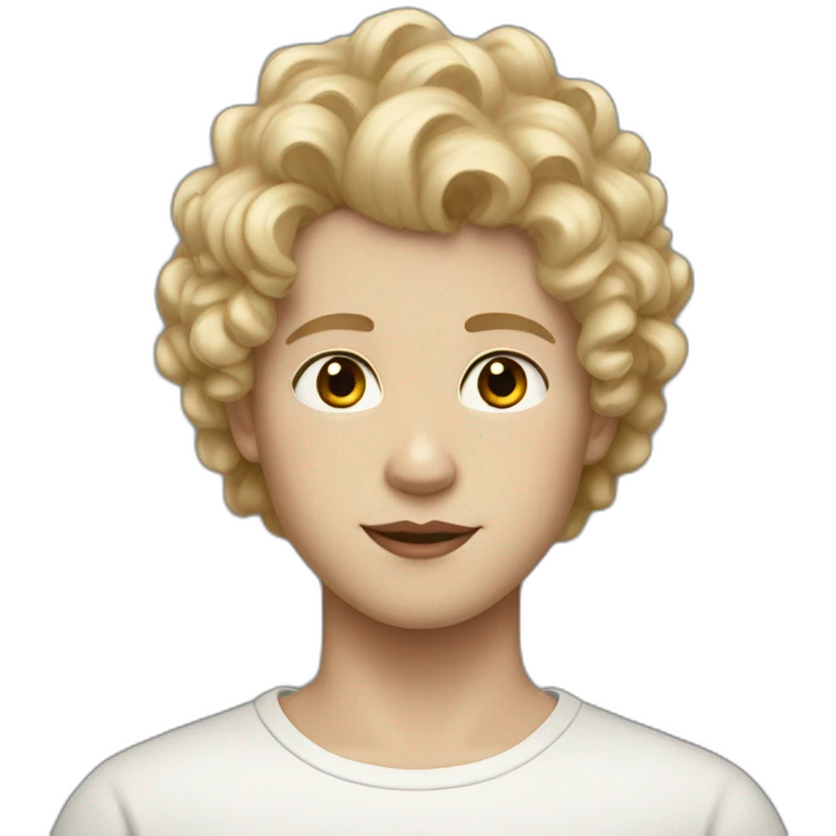 boy with blonde curly hair and brown eyes and white skin and red lips  emoji