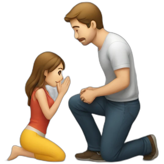 Man on knees facing woman emoji