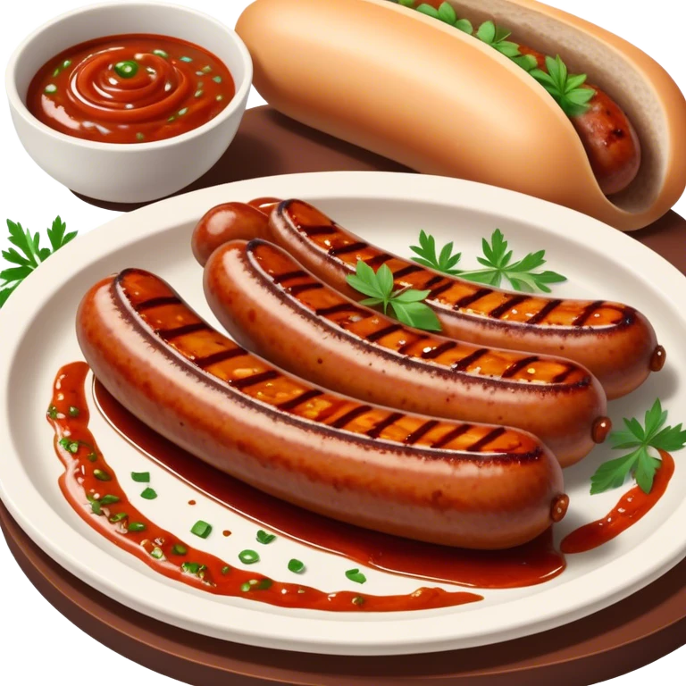 Cinematic spicy chipotle sausage, glistening with smoky, tangy sauce, charred and grilled to perfection, sliced open to reveal juicy filling, served with fresh herbs, rich and flavorful, detailed and appetizing. emoji