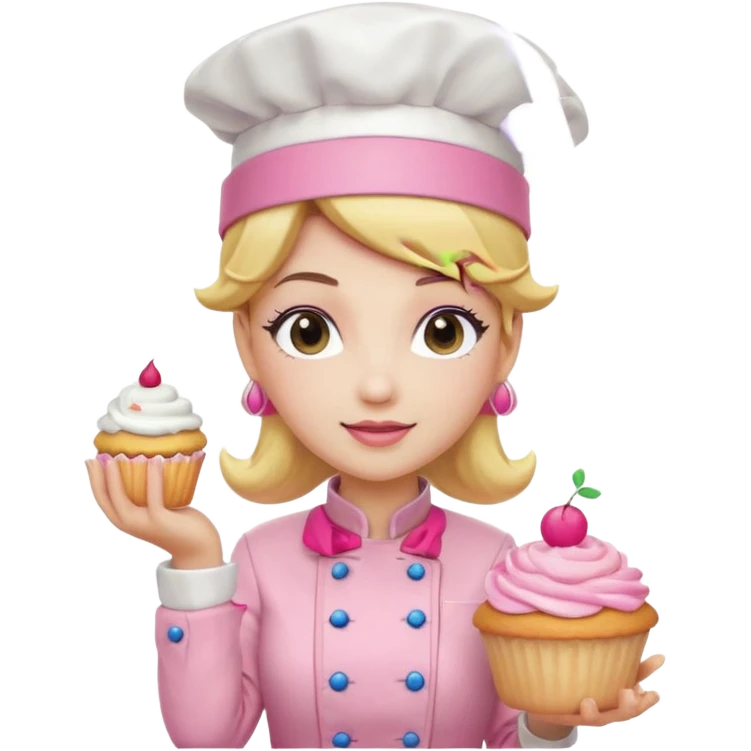 Pink chef hat princess peach with a hand emoji