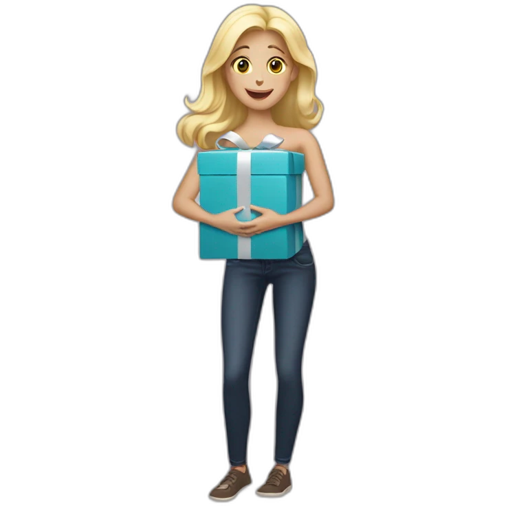 white blond woman opening gift emoji