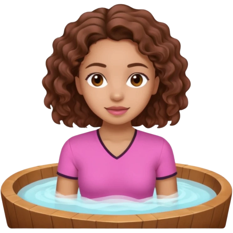 lightskin girl having a spa day with and pink shirt and brown wavy hair  emoji