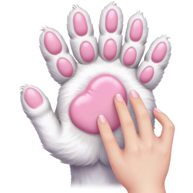cat paw touching human hand, gentle touch emoji