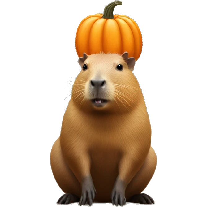 Capybara with pumpkin on head emoji
