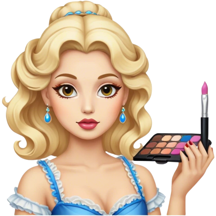 blonde makeup artist, rococo, no makeup brushes emoji