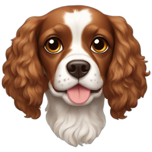 a brown and white cavalier + cocker spaniel mix emoji