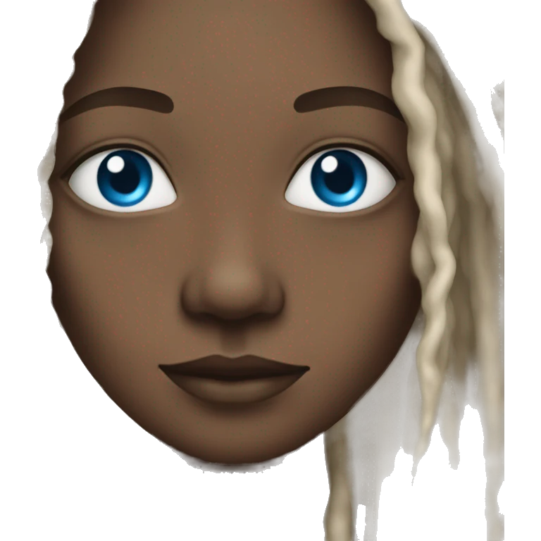 african american mae, white dreads, blue eyes emoji