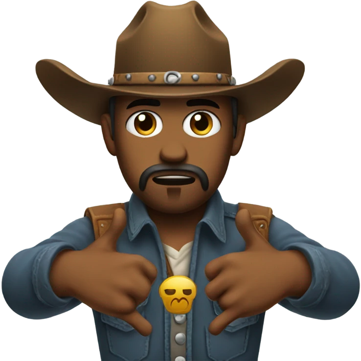 sad cowboy doing finger guns emoji