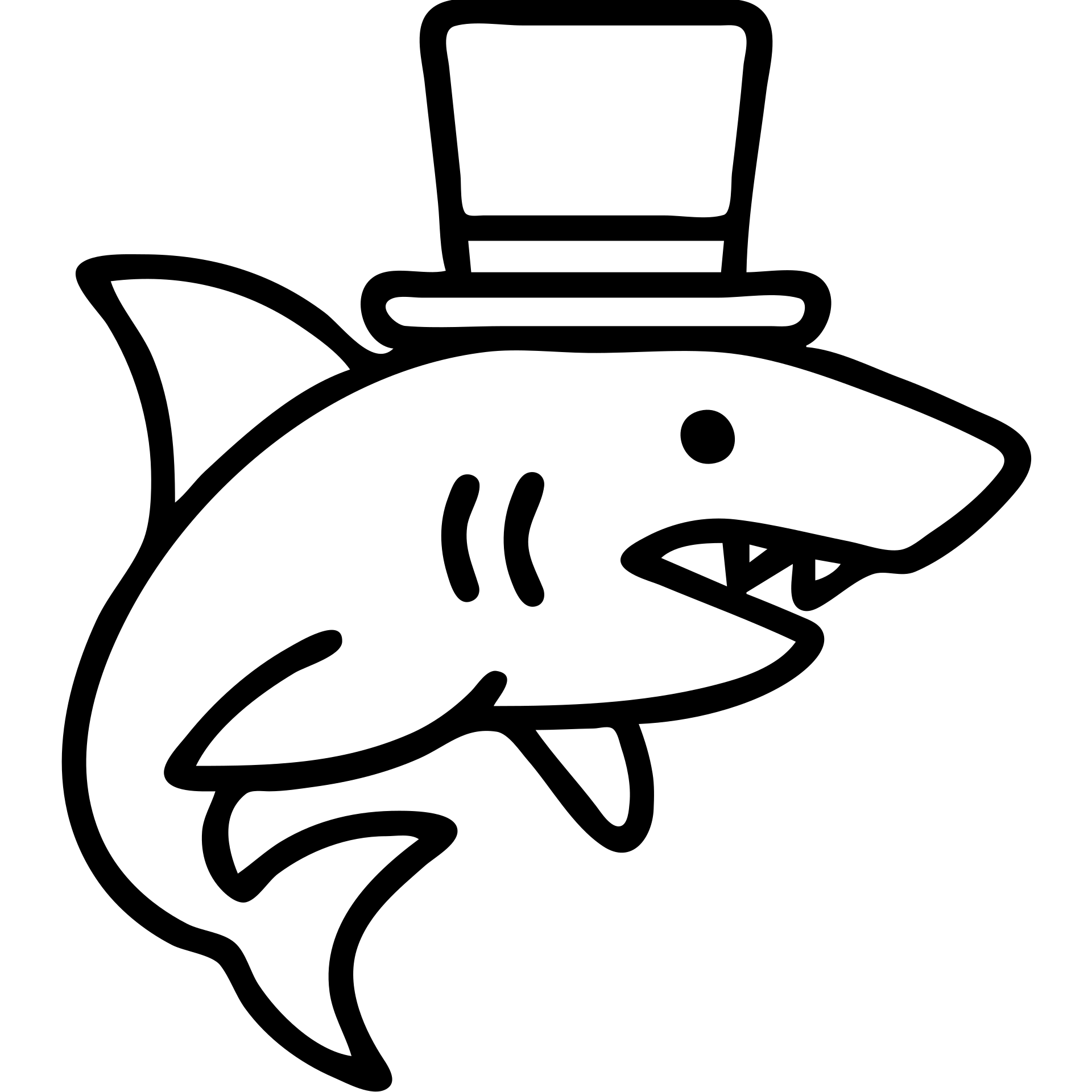 shark with a top hat, outlined icon emoji