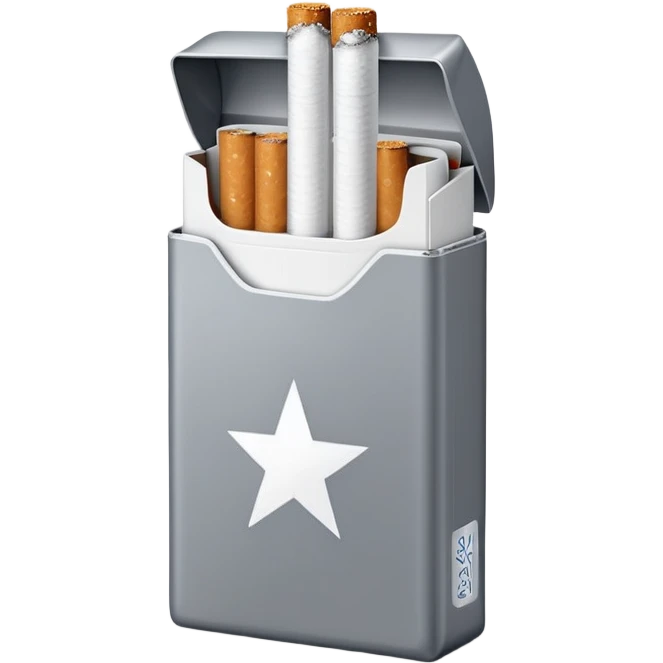 7 stars grey shining cigaret pack with a few little white cigaret inside emoji