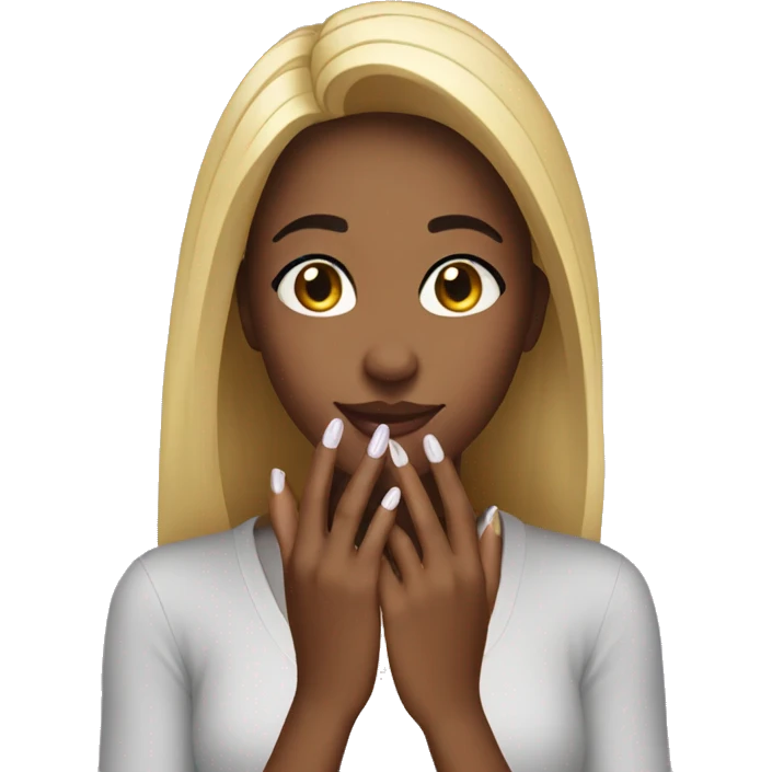 Girl looking at her nails emoji