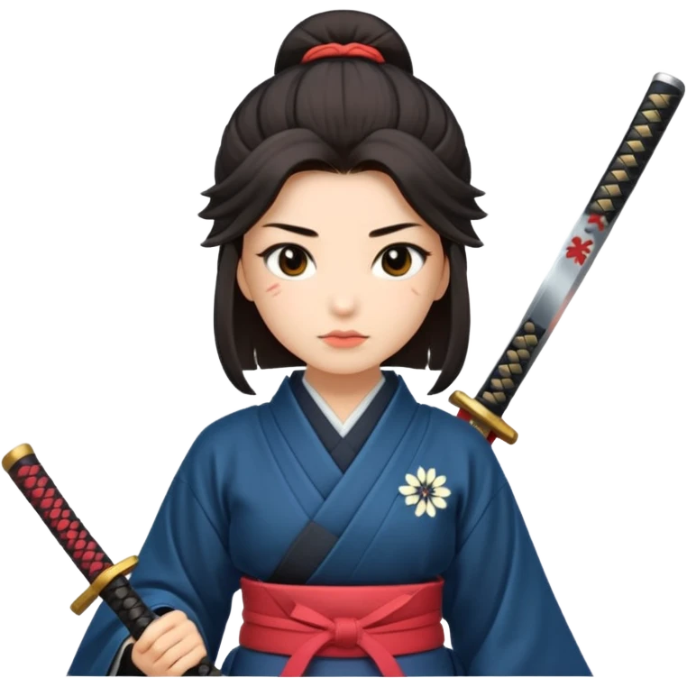 lady samurai holds katana japanese traditional clothing emoji