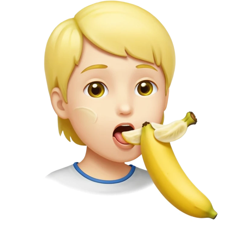 Frau leckt an geschälte Banane am Stück in den Mund emoji