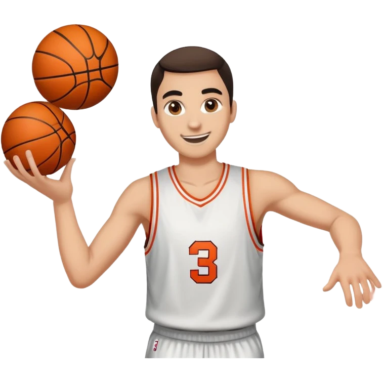 Smile face normal eyes with high eyebrows throwing basketball emoji