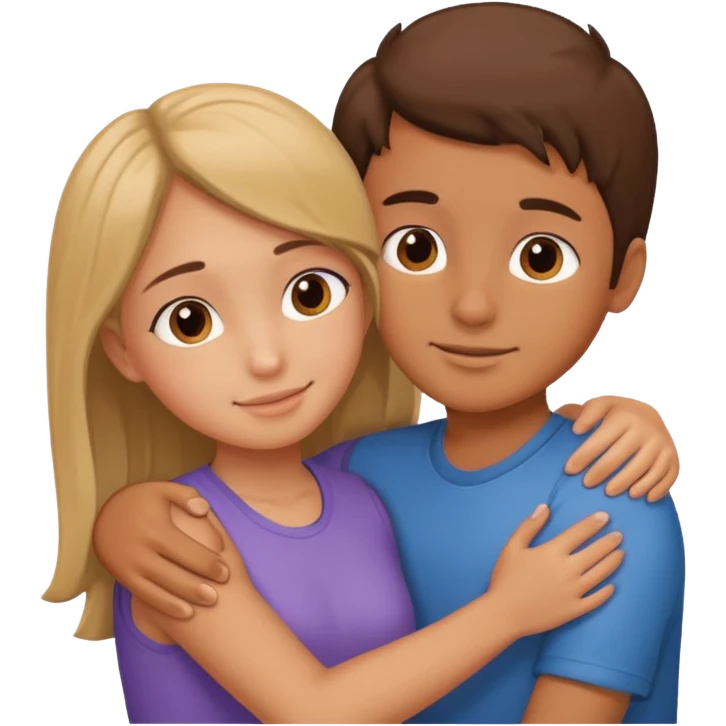 A girl and a boy hugging each other emoji