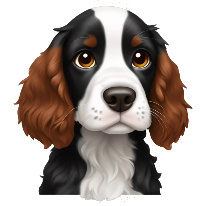 Black and white tricolored springer spaniel puppy with redhead lady  emoji